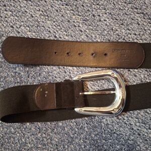 Lafayette 148 New York Black BROWN Belt with Silver Buckle, XXL, $248